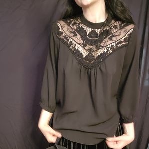 Lace Witchy Peasant Blouse. Size Medium